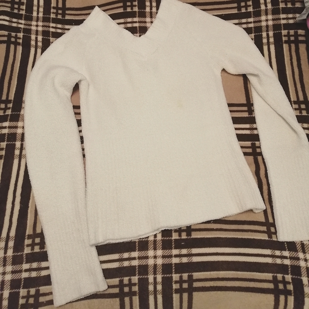 Fluffy White Sweater Top